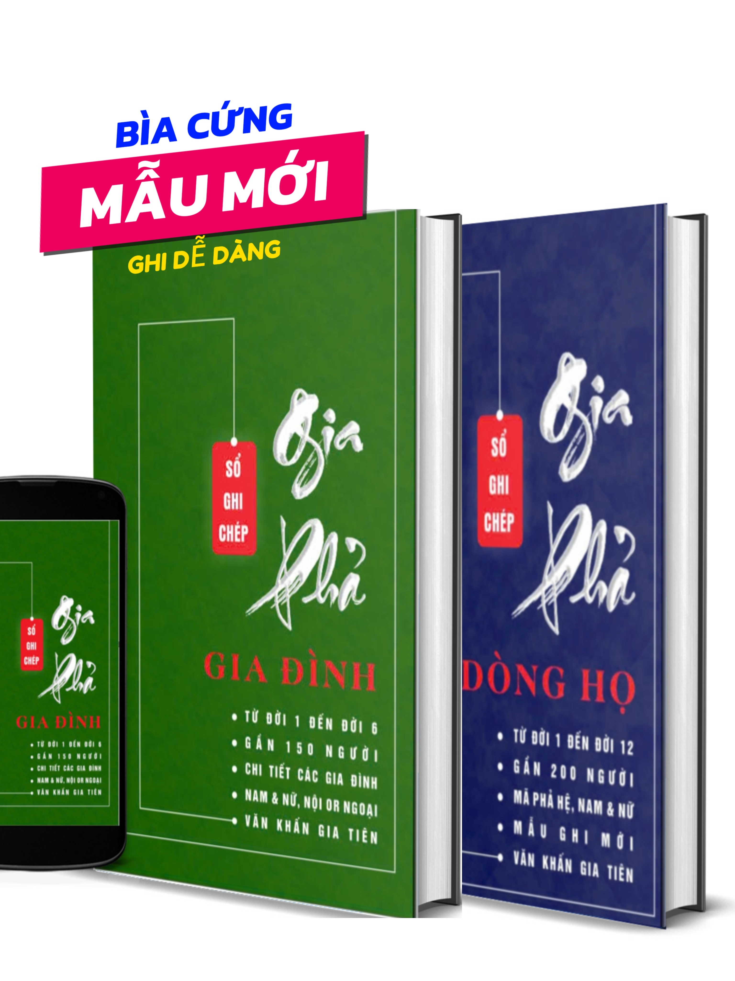 Combo Sách Gia Phả (Bìa cứng màu Xanh)